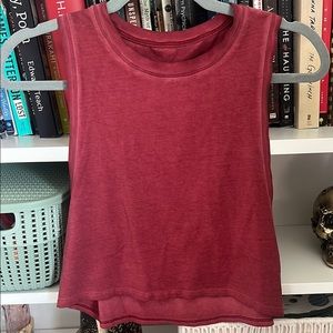 Lululemon Cut Back Crop Tank Top Washed Chianti